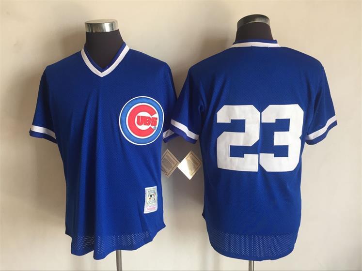 2017 MLB Chicago Cubs #23 Ryne Sandberg Blue Throwback Jerseys->boston red sox->MLB Jersey